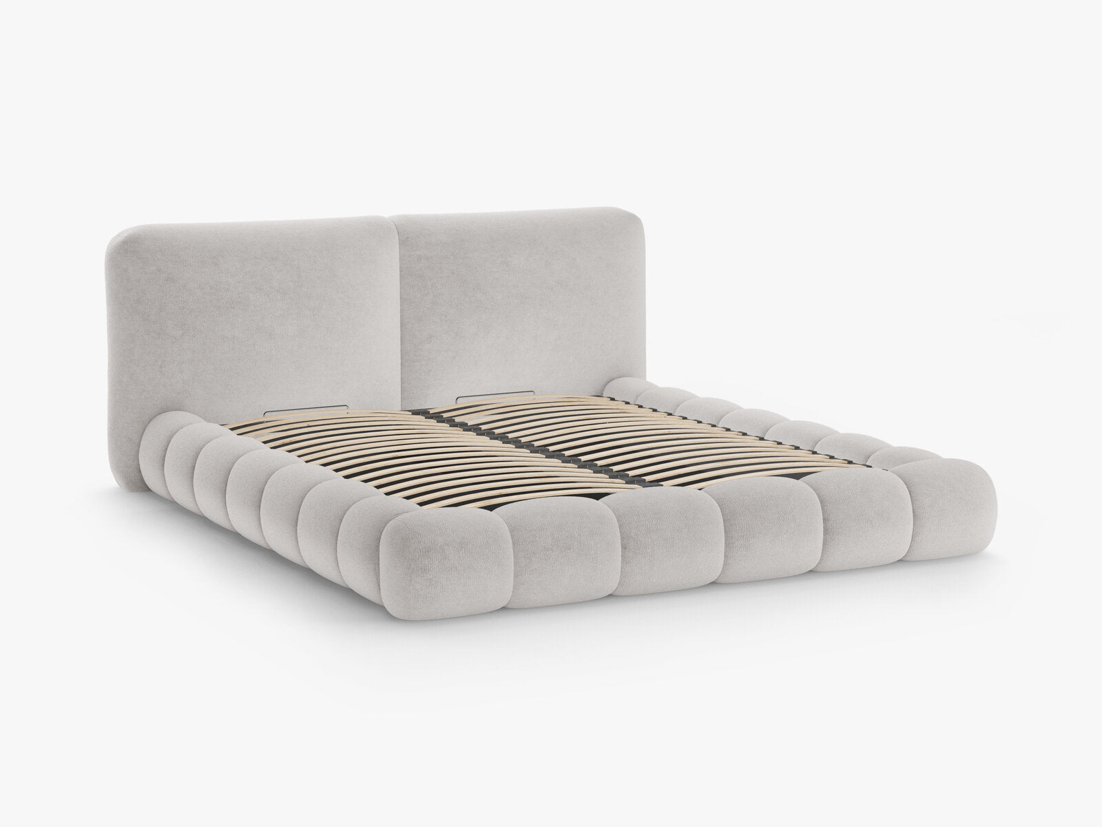 Micadoni Stauraumbett mit Kopfteil Solange Chenille Perfect Harmony Beige 140x200