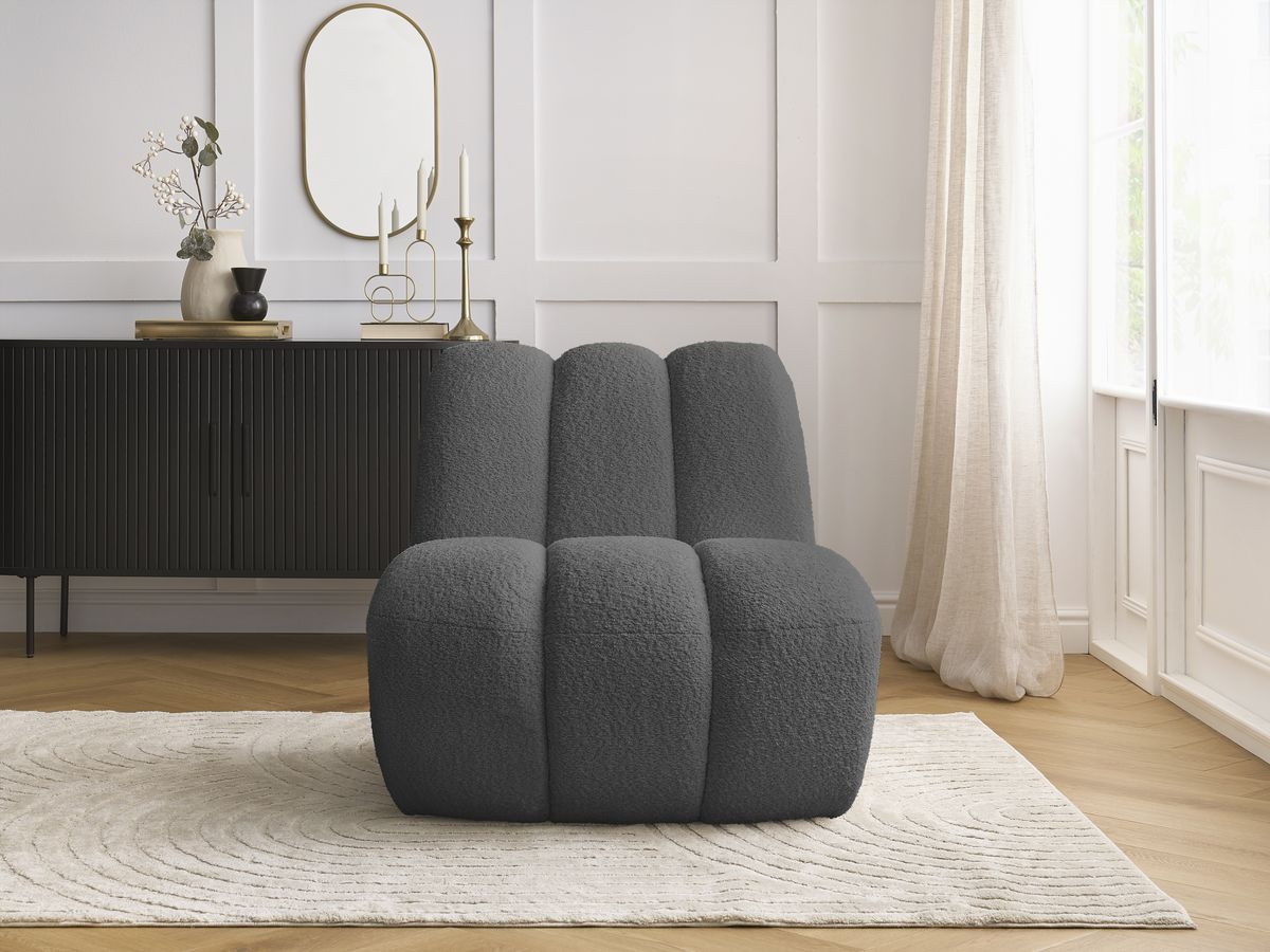 Bobochic Janissaire Sessel 81 × 90 cm Bouclé-Stoff Dunkelgrau