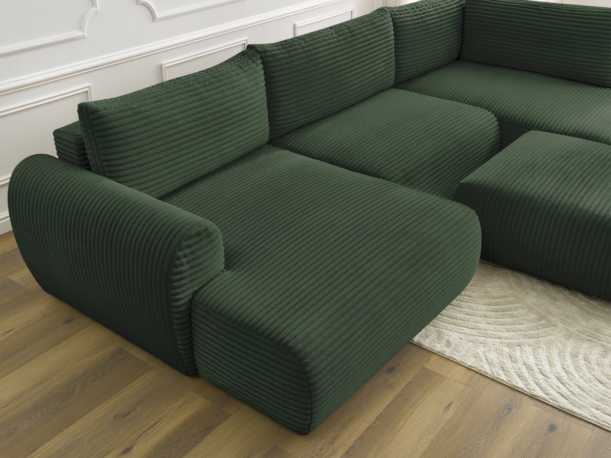 Bobochic Lucien Wohnlandschaft mit Pouf Breitcord weich Grün Ecke links