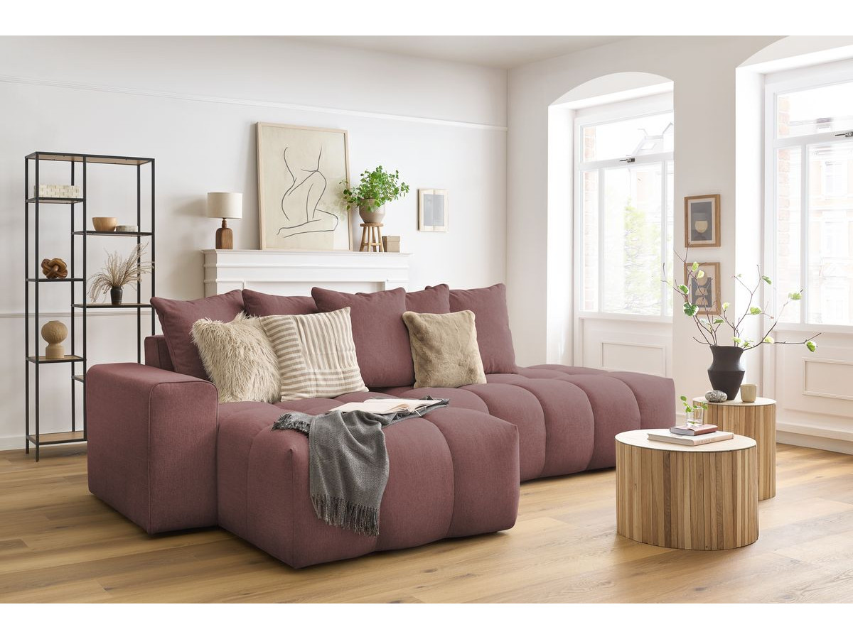 Bobochic Mont-blanc Ecksofa Melange-Stoff Rosa Ecke links