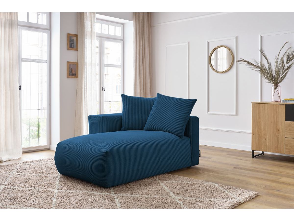 Bobochic Voltaire Méridienne-Modul Cordsamt Dunkelblau Ecke links
