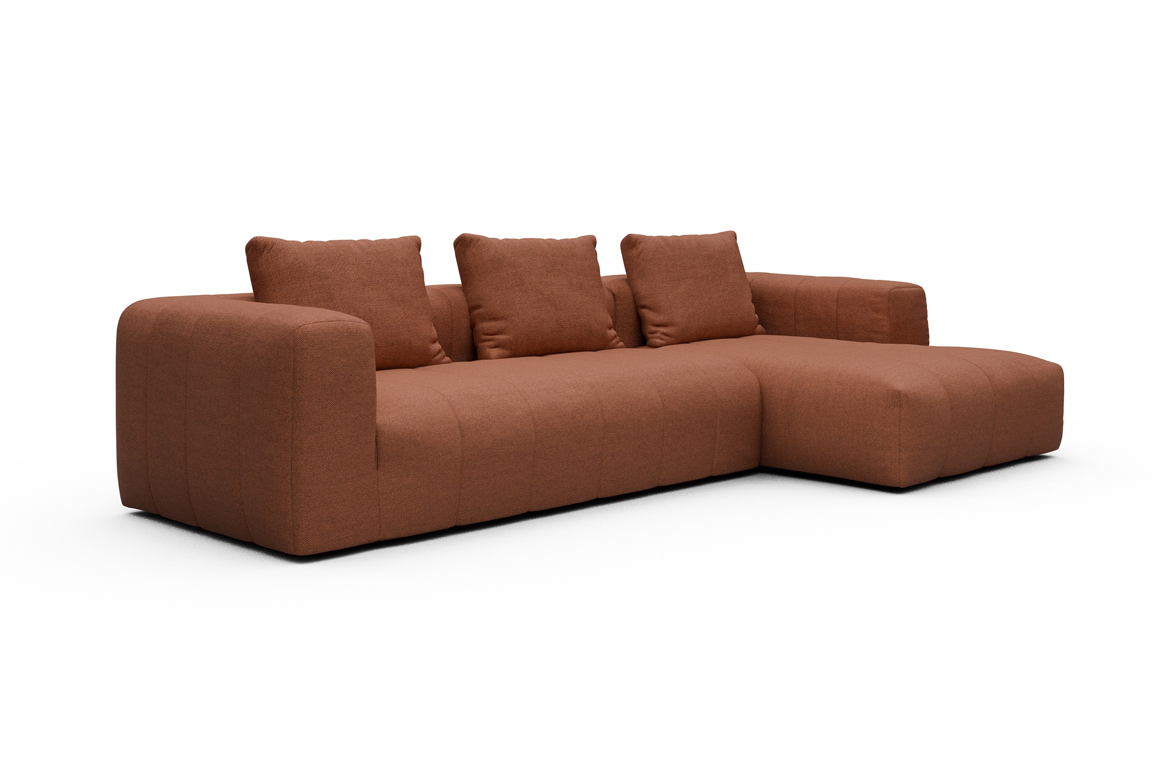 Ecksofa Hugo 2,5-Sitzer Armlehne links mit Chaiselongue Weda-Rust