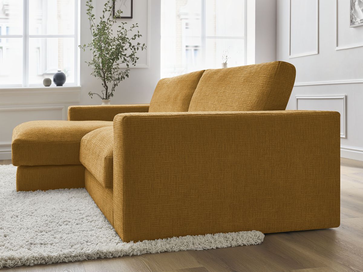 Bobochic Leonard Ecksofa 234 × 159 cm Strukturstoff Gelb Ecke links