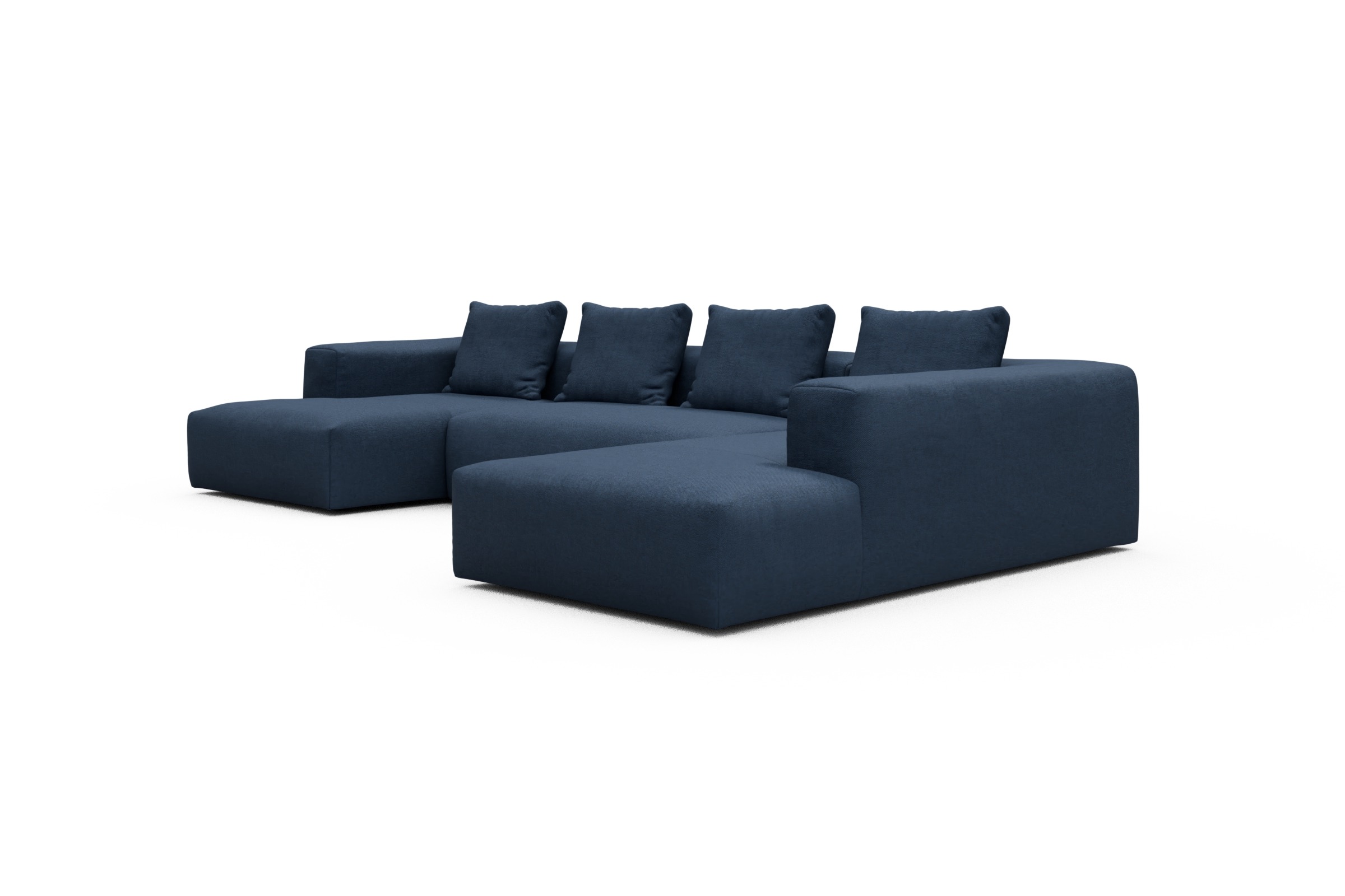 Wohnlandschaft Fred Relax-Ecke rechts mit 2-Sitzer und Chaiselongue links Weda-Blue