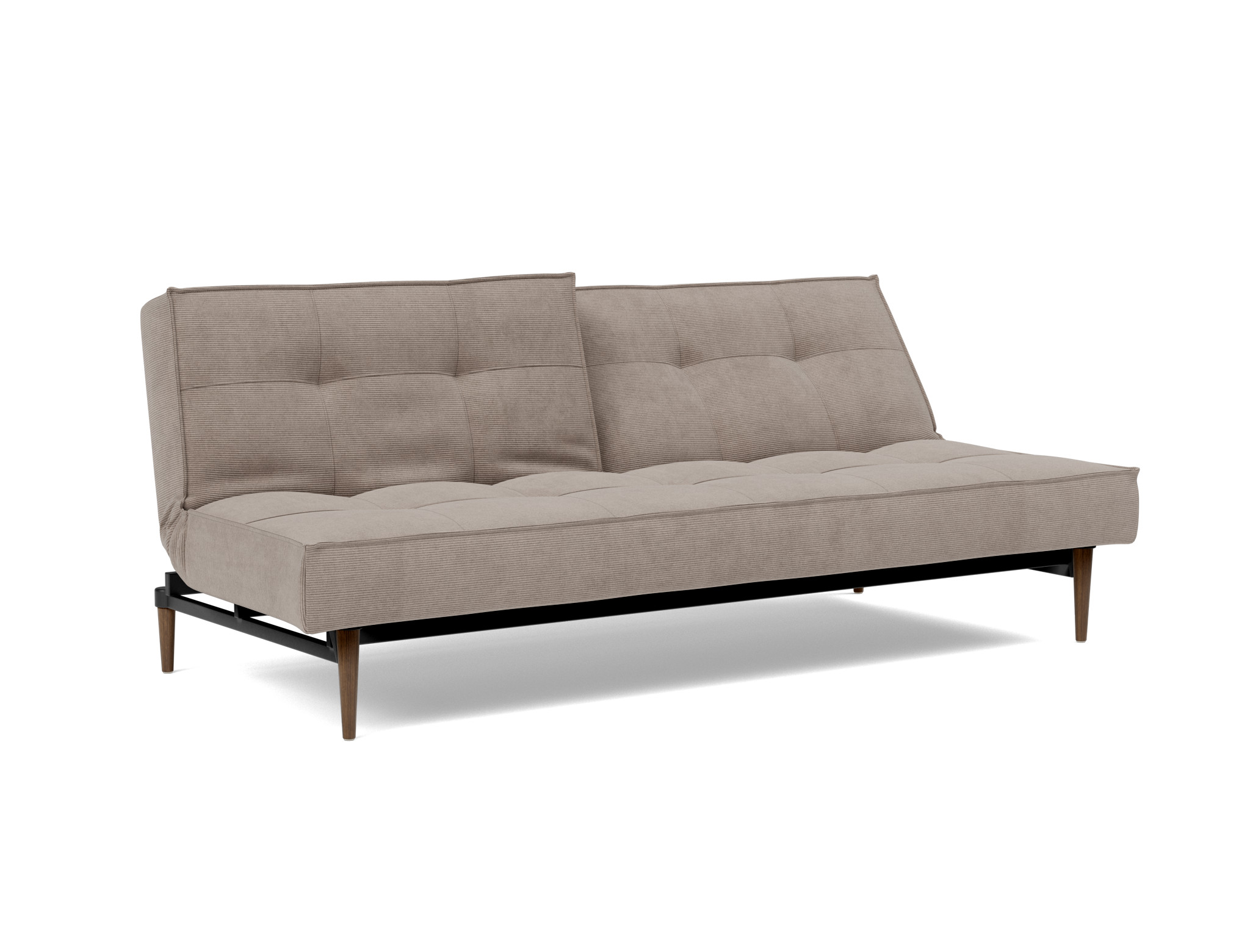 Schlafsofa Splitback Kord Cordufine 318-Beige Beine Styletto Eiche dunkel