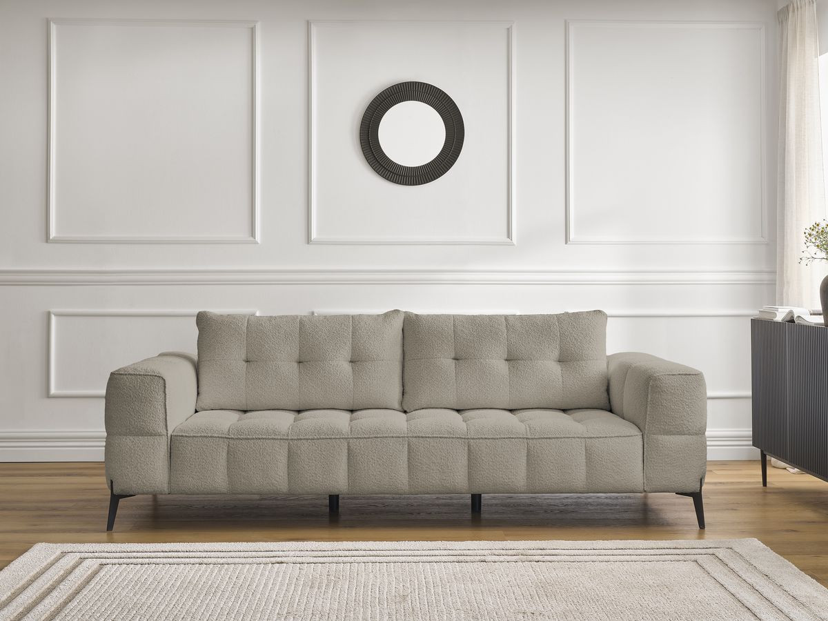Bobochic Anis Sofa 3-Sitzer Bouclé-Stoff Taupe