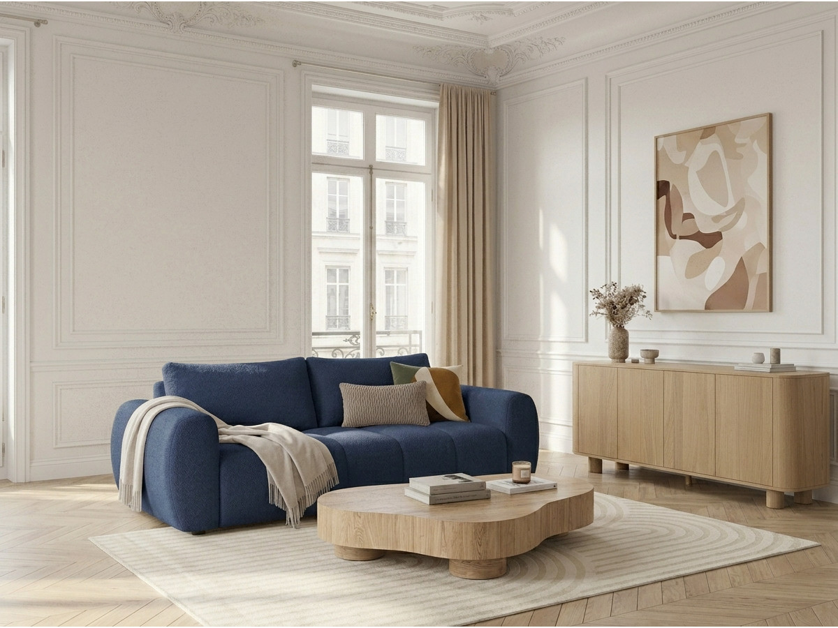 Bobochic Fuji Schlafsofa 3-Sitzer Stoff Dunkelblau