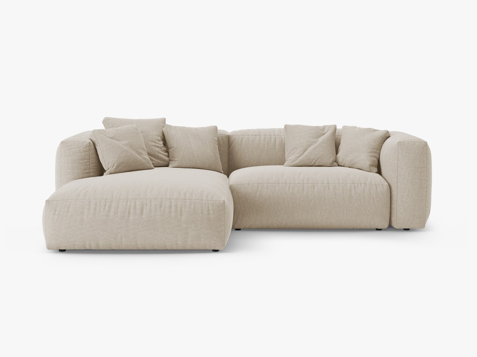 Micadoni Martina Ecksofa 4-Sitzer mit Schlaffunktion Links Strukturierter Stoff Boston Helles Beige