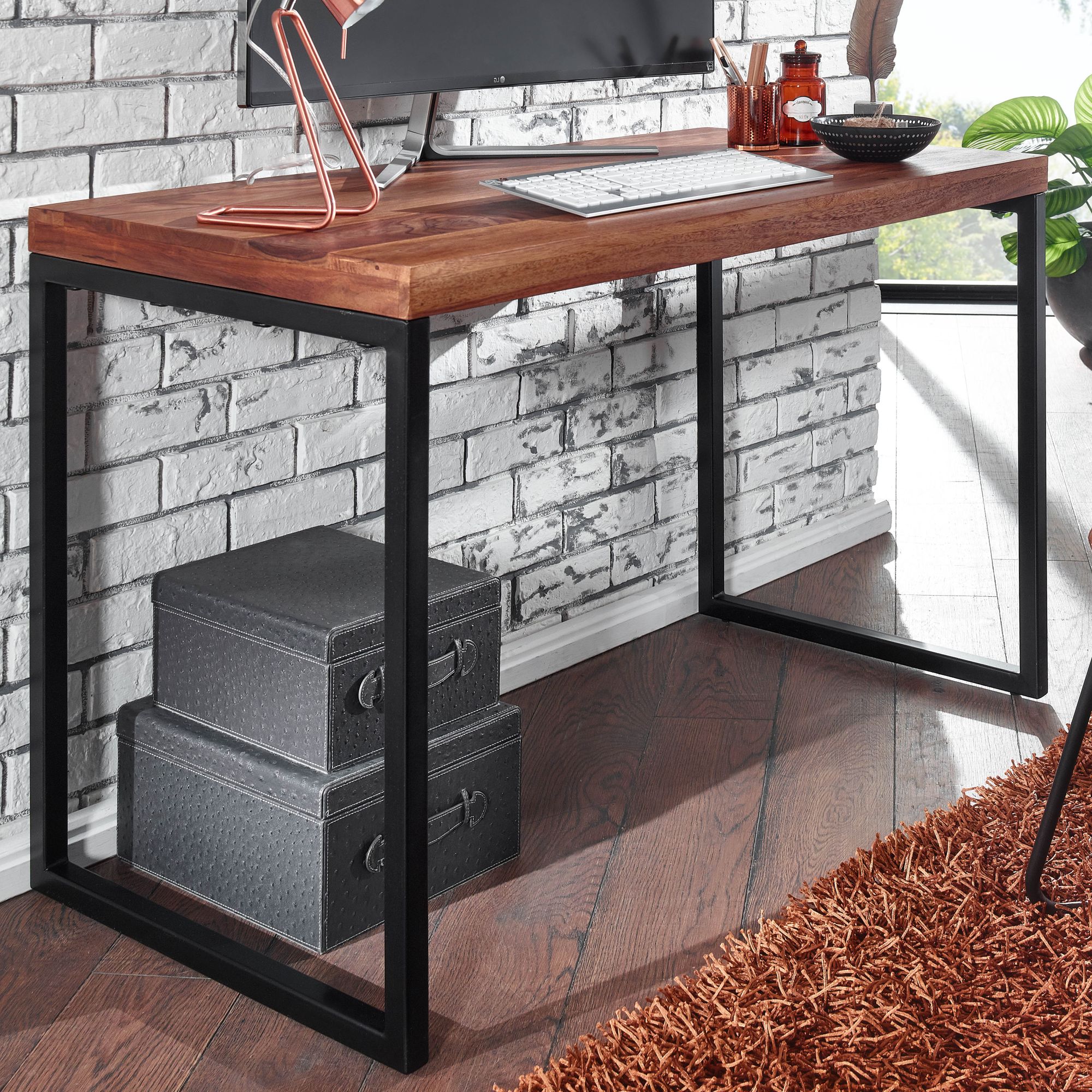 Schreibtisch Krokur Sheesham Massivholz 117 × 59 × 76,5 cm