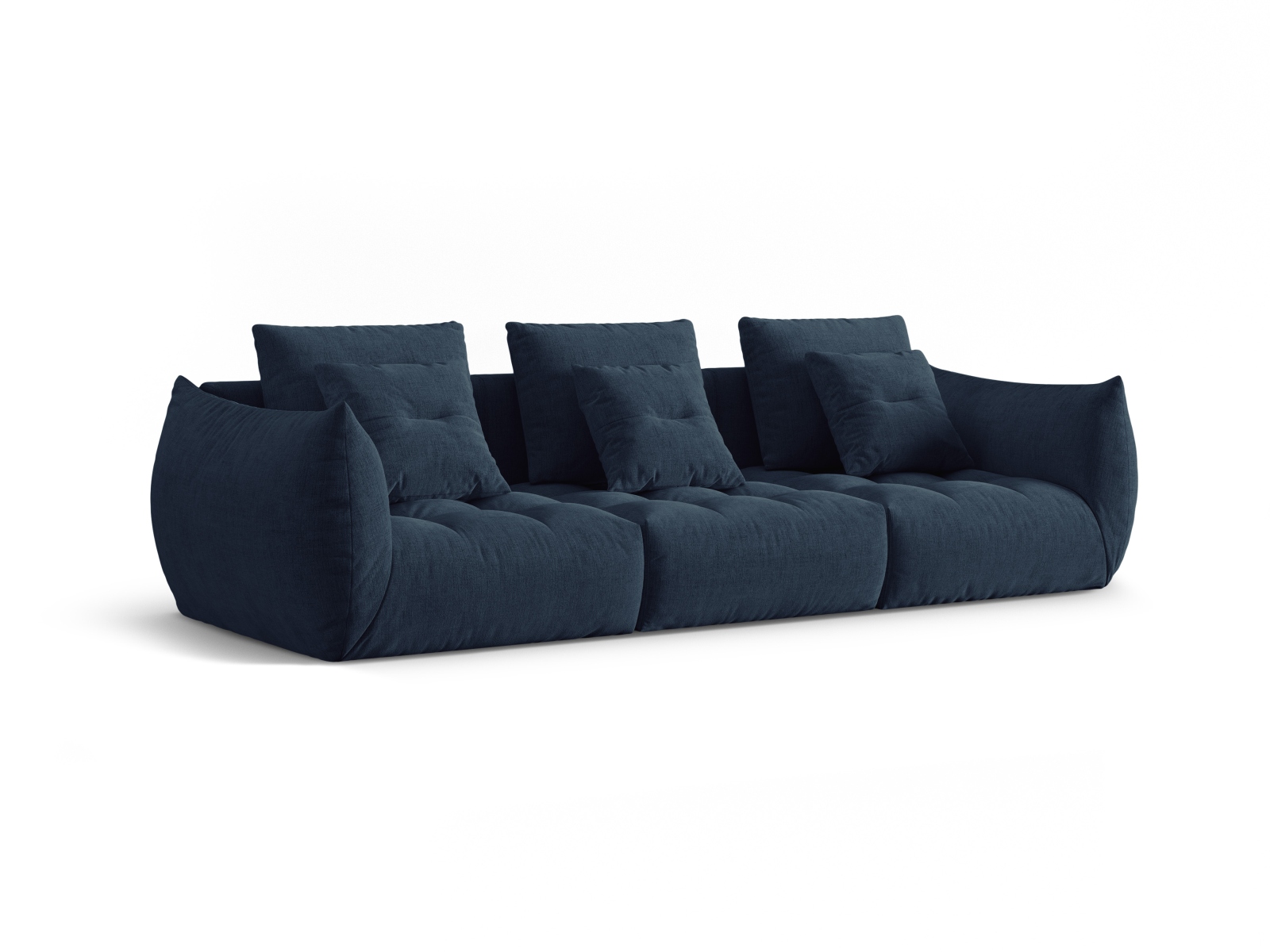 Micadoni Sofa Bloom 4-Sitzer Strukturierter Stoff Dunkelblau