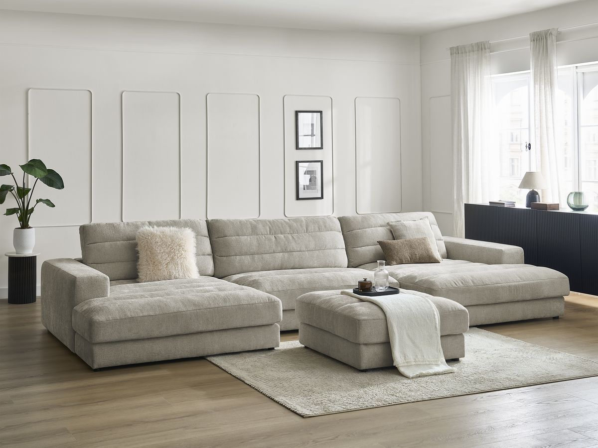 Bobochic Sierra Wohnlandschaft mit Pouf Strukturstoff Taupe