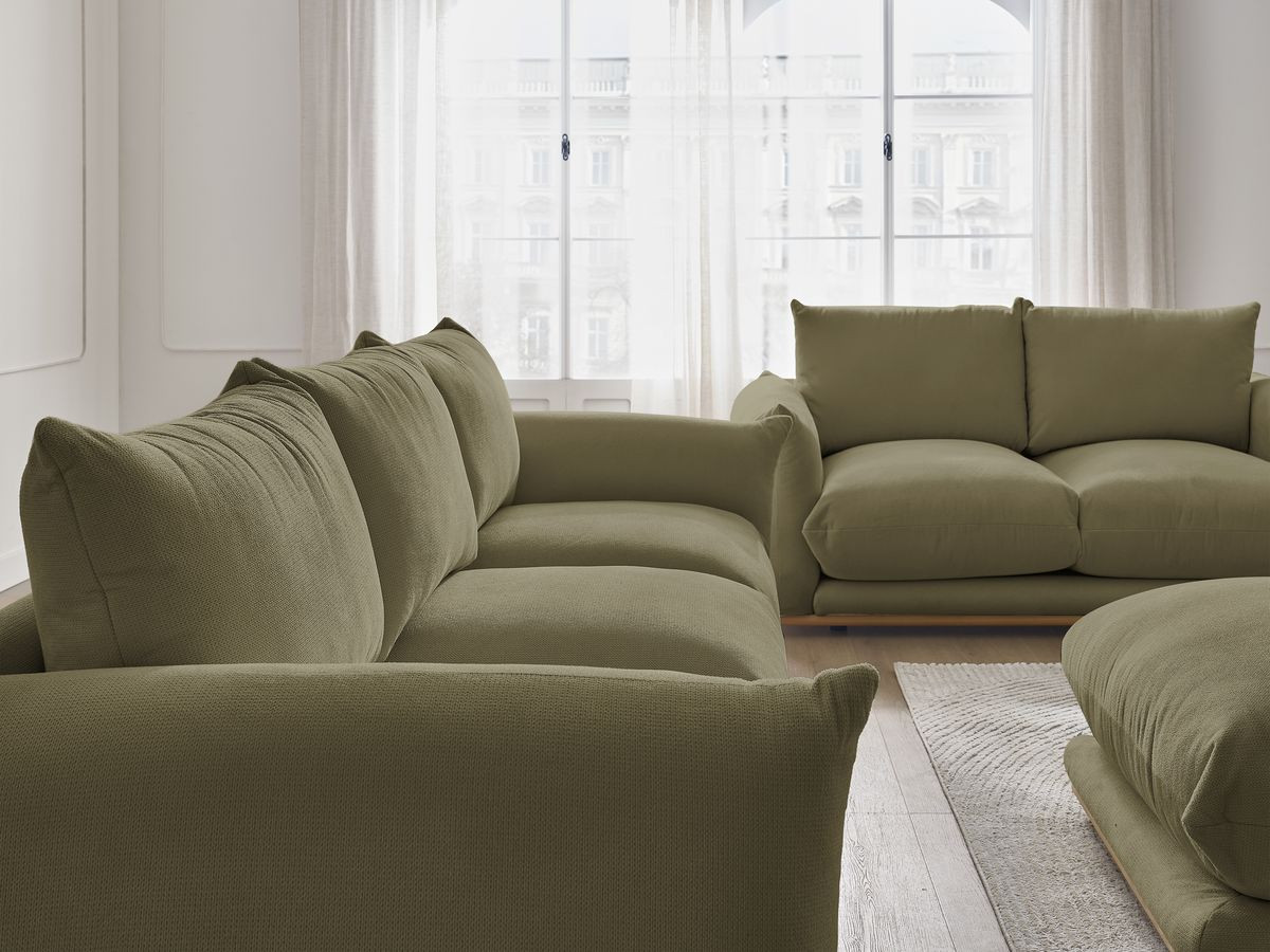 Bobochic Ernest Sofa 6-Sitzer mit Pouf Stoff Grün