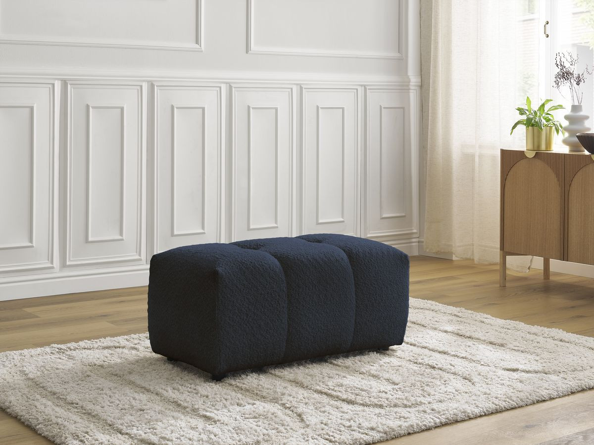 Bobochic Roxelane Pouf Bouclé-Stoff Dunkelblau