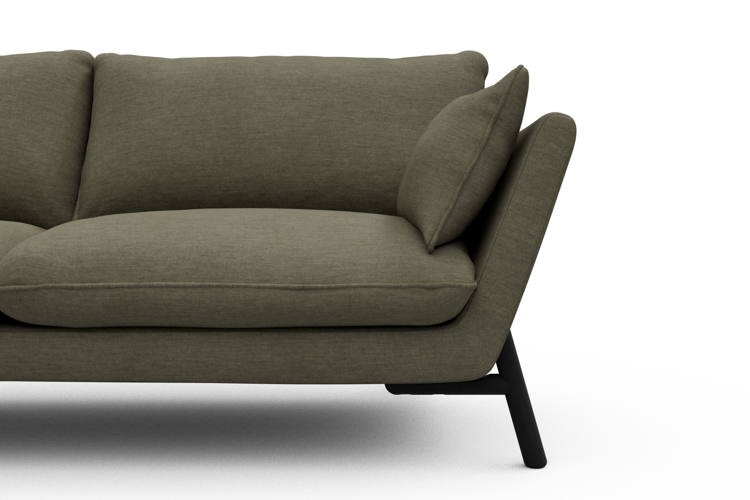 Sofa Emil 3-Sitzer Beinfarbe Eiche Schwarz Vivus-Dusty-Olive