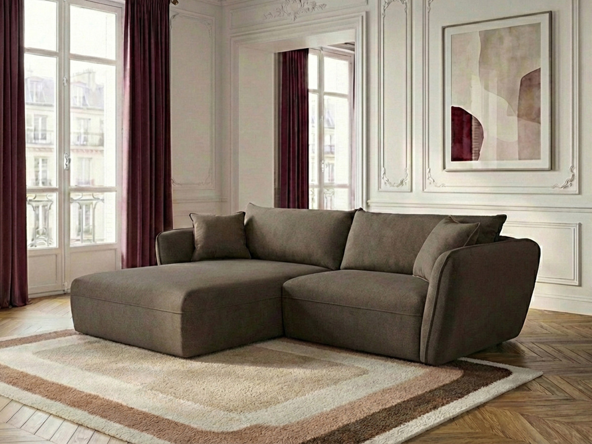 Bobochic Luigi Ecksofa Strukturstoff Taupe Ecke links