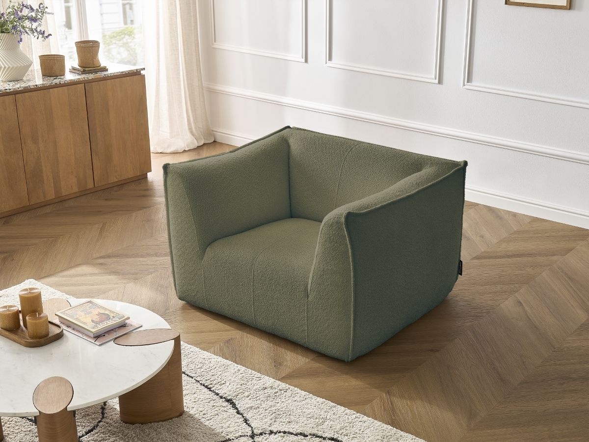 Bobochic Giorgia Sessel Bouclé-Stoff Grün