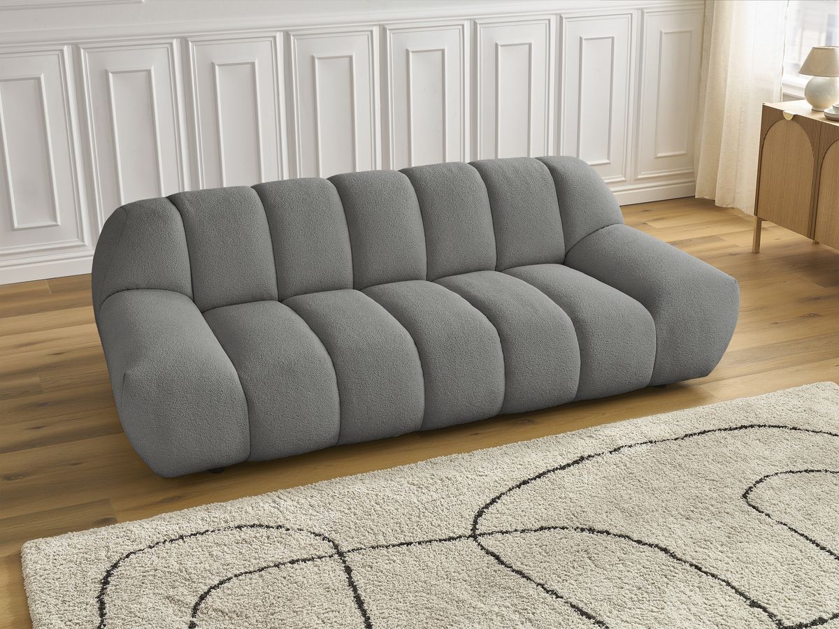 Bobochic Hayden Sofa 2-Sitzer Bouclé-Stoff Dunkelgrau
