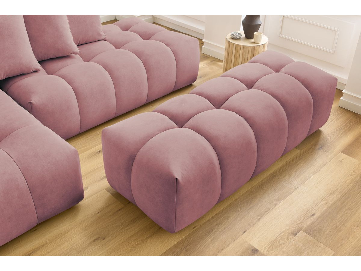 Bobochic Mont-blanc Ecksofa mit Pouf Samt Rosa Ecke links