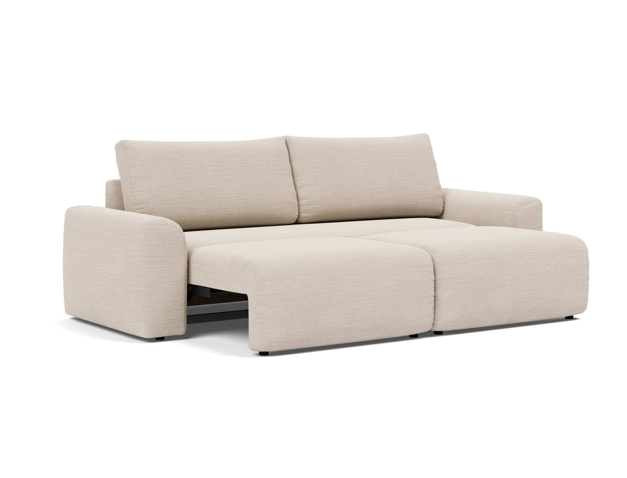 Schlafsofa Norum mit Chunky-Armlehnen Webstoff Blida 612-Sand-Grey