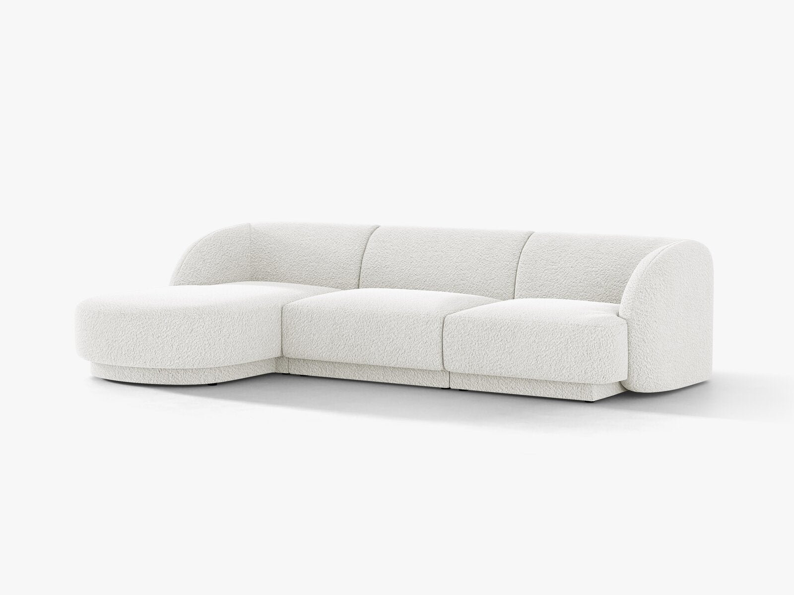 Micadoni Ecksofa Miley 4-Sitzer Links Boucle Baloo Weiß