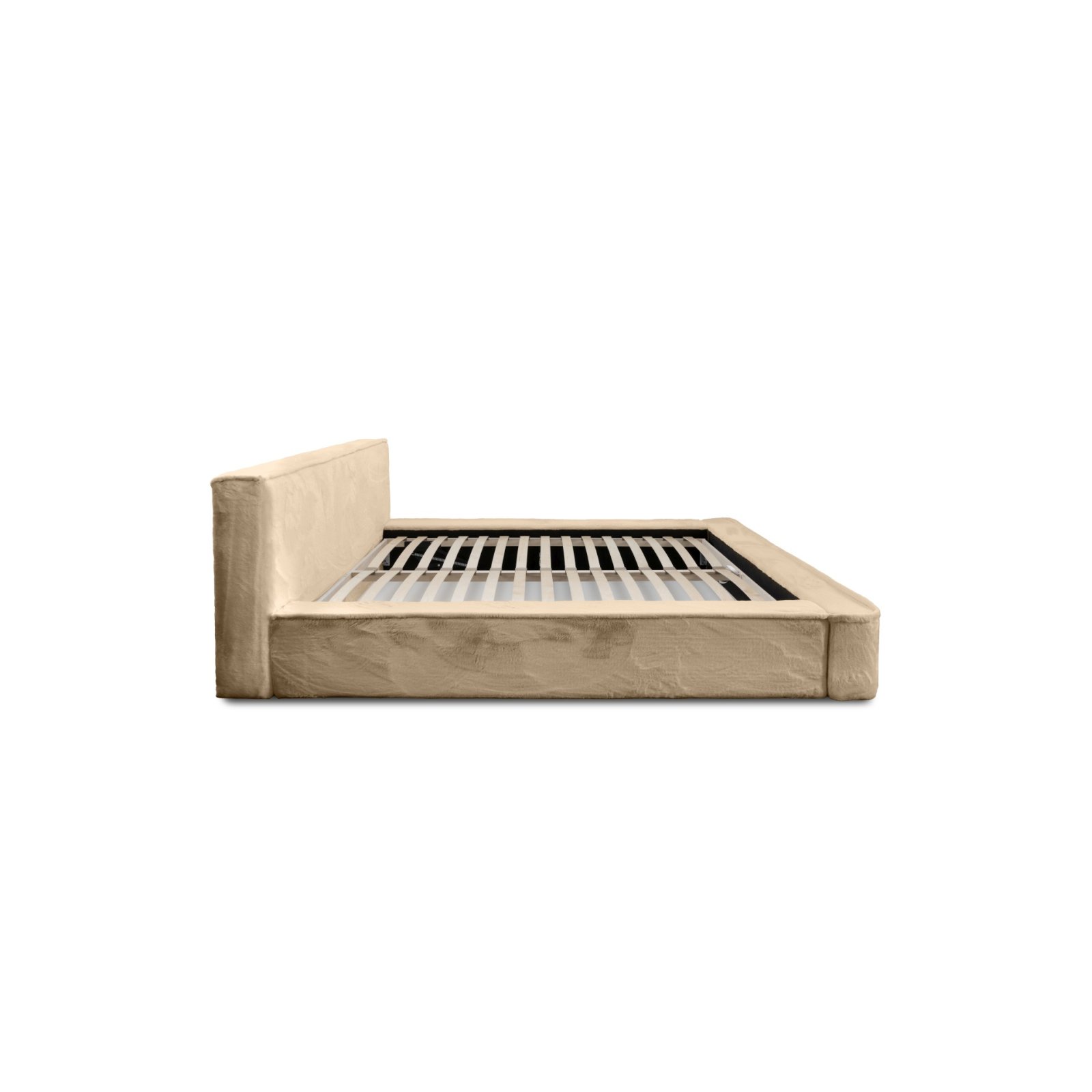 Polsterbett Casto Mikrofaser mit Fell-Optik 180x200 mit Holzrahmen Lapit 33