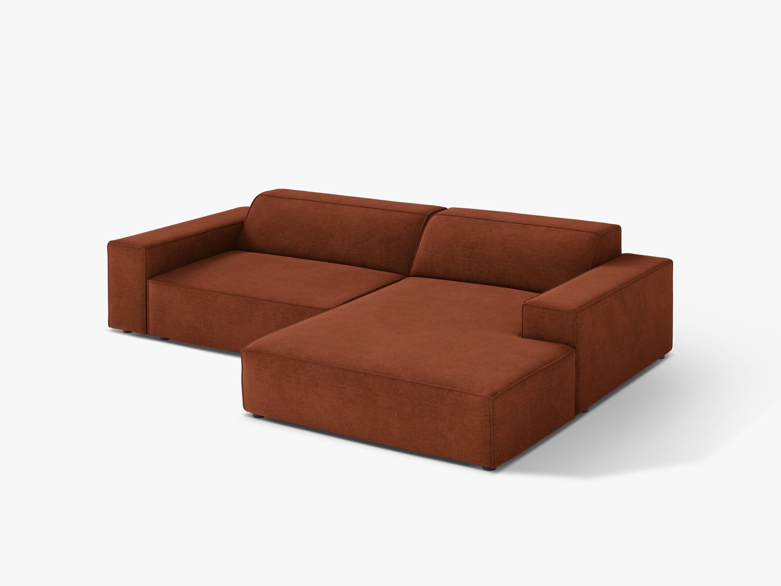 Micadoni Ecksofa Jodie 3-Sitzer Strukturierter Stoff Liberty Ziegel Rechts