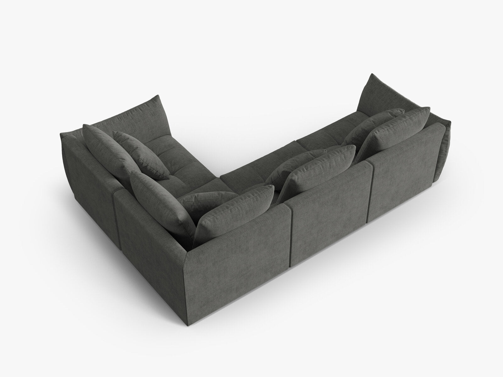 Micadoni Ecksofa Bloom 4-Sitzer Strukturierter Stoff Wind Dunkelgrau Rechts