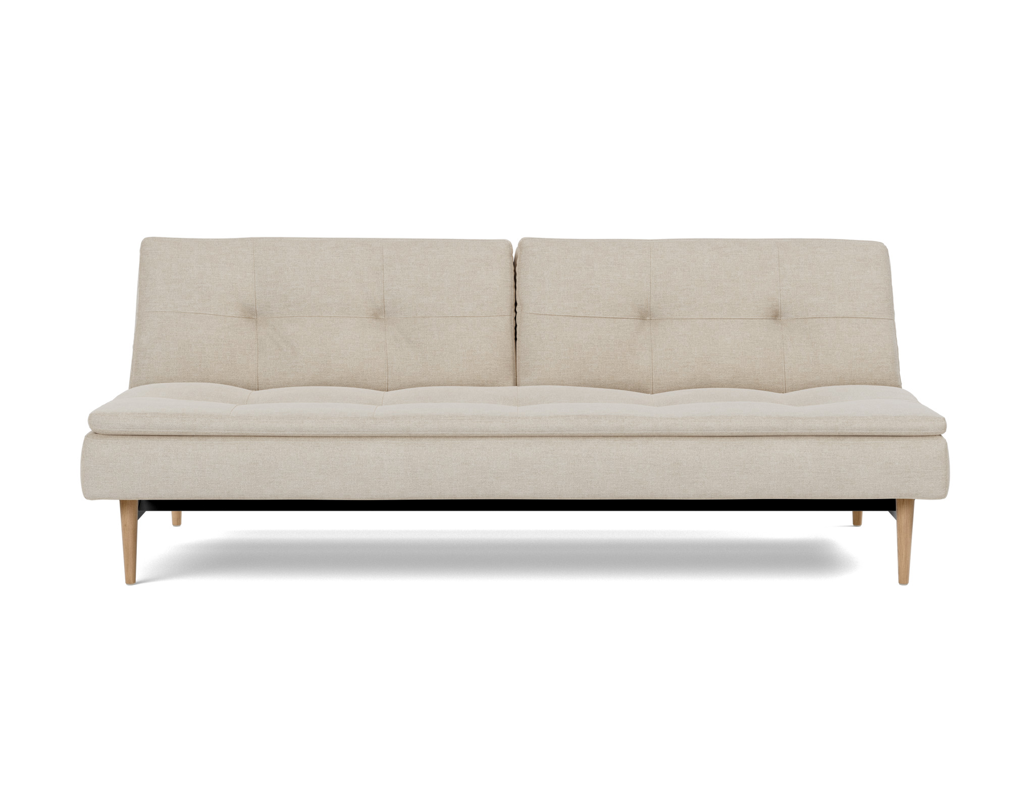 Schlafsofa Dublexo Flachgewebe Phobos 586-Latte Beine Styletto Eiche hell