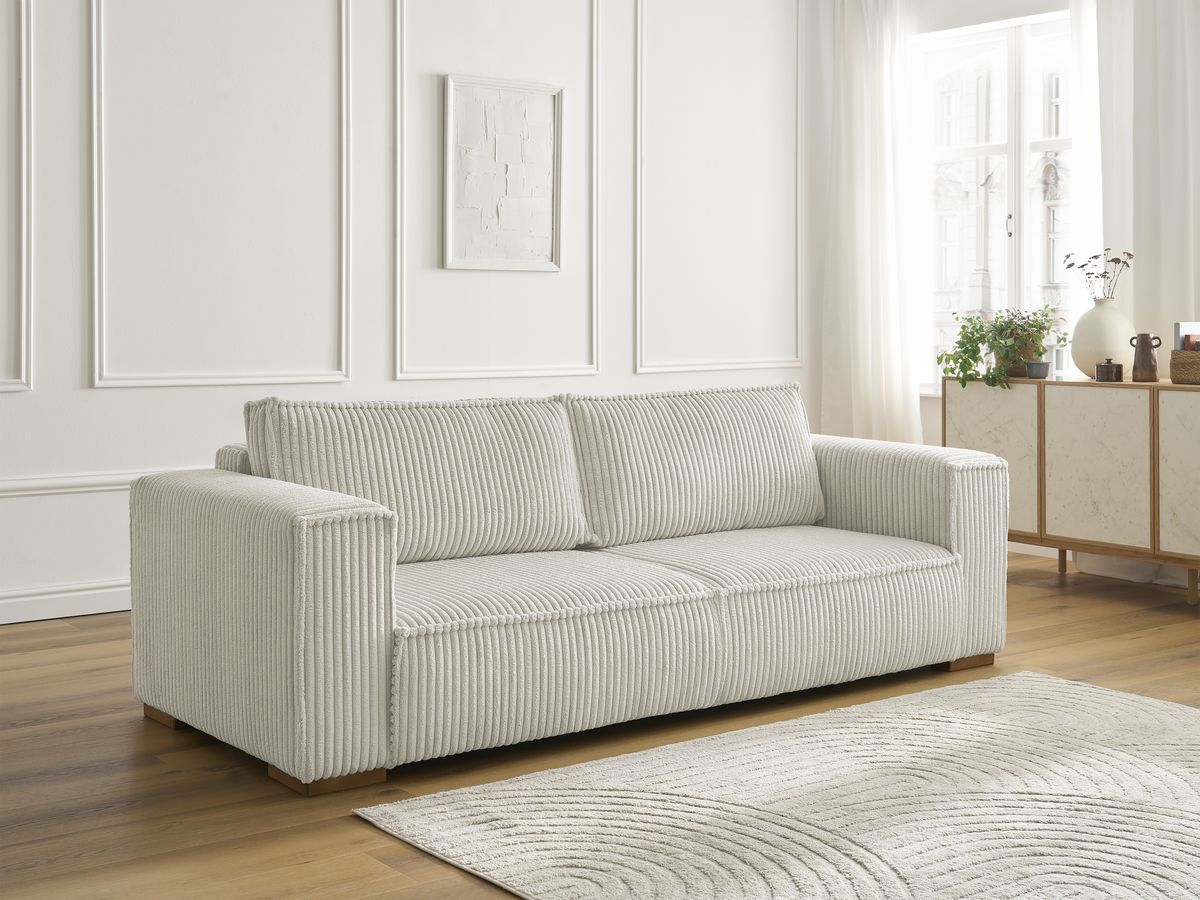 Bobochic Chelsea Sofa 3-Sitzer Breitcord weich Beige