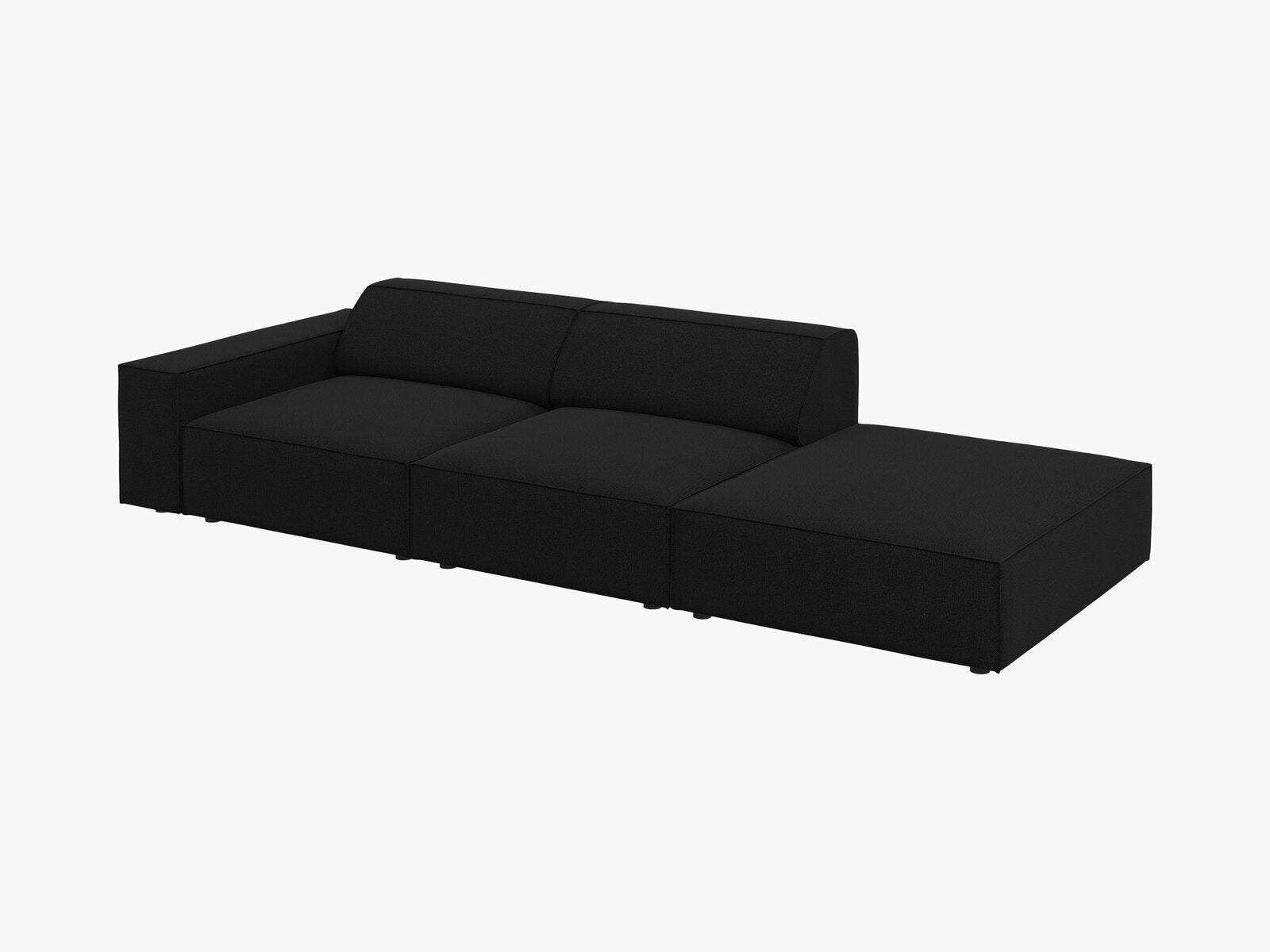 Micadoni Sofa Jodie 3-Sitzer Rechts Strukturierter Stoff Megan Schwarz
