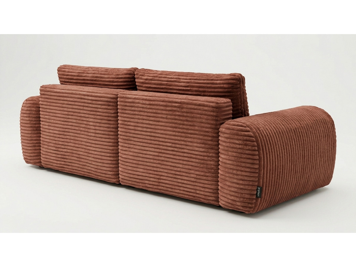 Bobochic Lucien Ecksofa mit Schlaffunktion und Bettkasten Breitcord weich Orange Ecke links