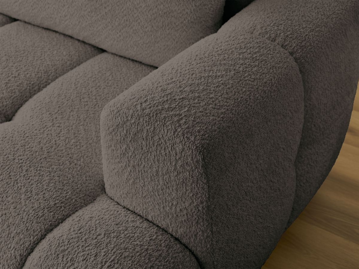 Bobochic Fuji Ecksofa mit Schlaffunktion und Bettkasten und Pouf 292 × 160 cm Bouclé-Stoff Braun Ecke links