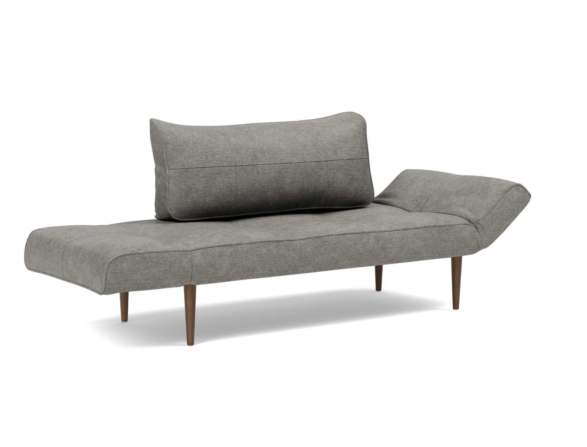 Tagesbett Zeal Flachgewebe Avella 282-Warm-Grey Beine Styletto Eiche dunkel