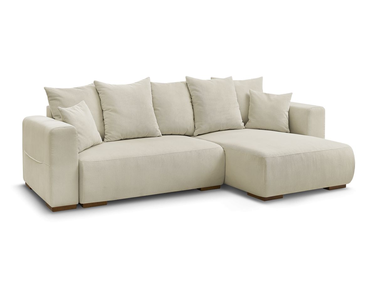Bobochic Sidonie Ecksofa mit Schlaffunktion und Bettkasten Cordsamt Beige