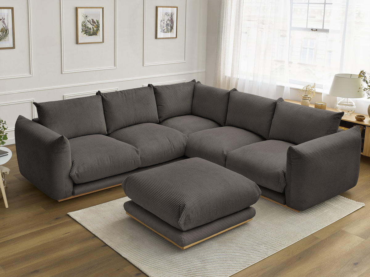 Bobochic Ernest Ecksofa mit Pouf Cordsamt Taupe