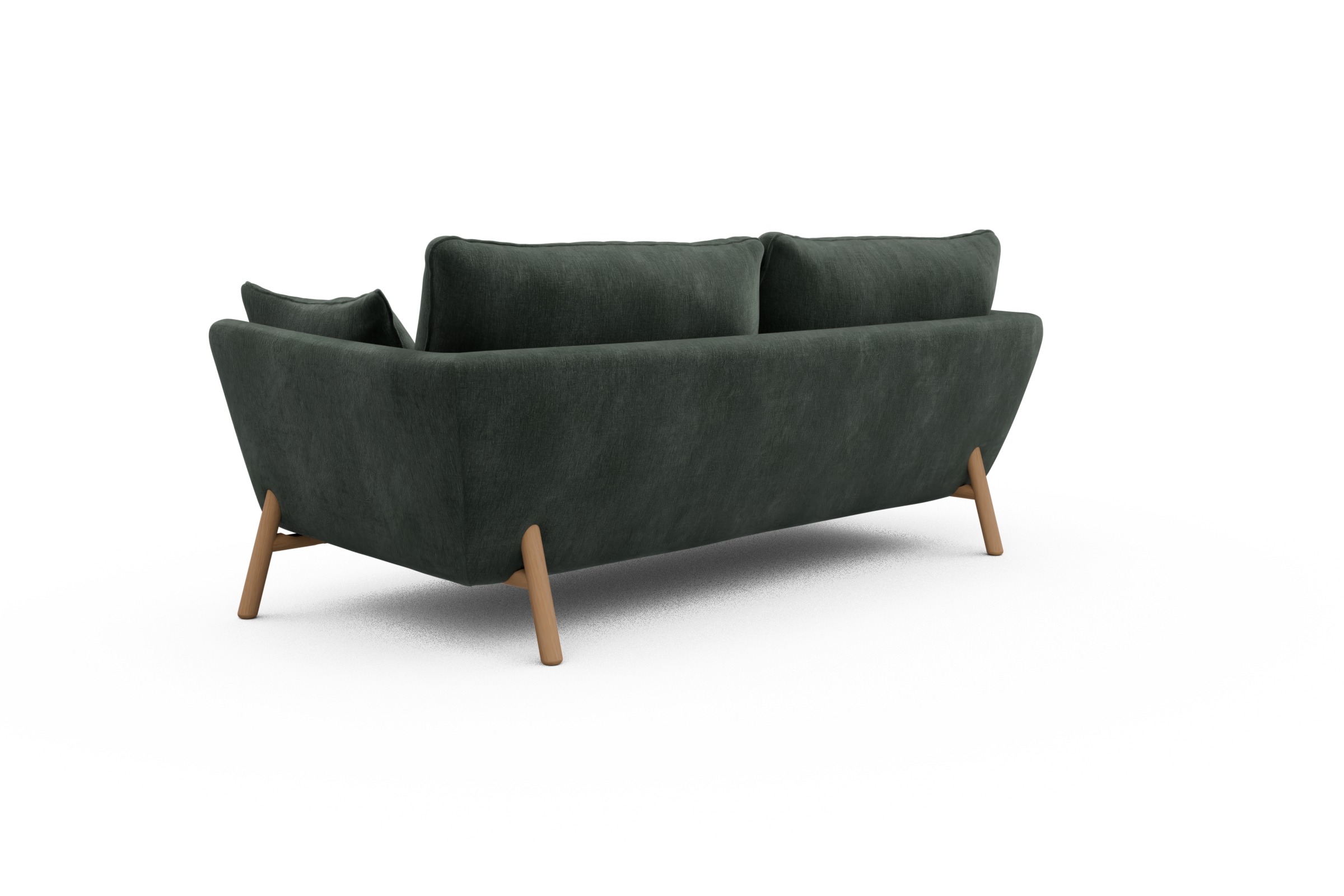 Sofa Emil 3-Sitzer Beinfarbe Eiche Natur Smooth-Laurel-Green