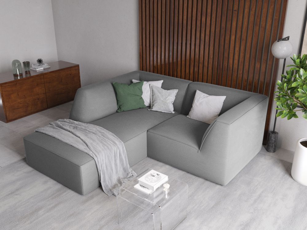 Cosmopolitan Design Ecksofa Siena 3-Sitzer Samt Salvador Grau Links