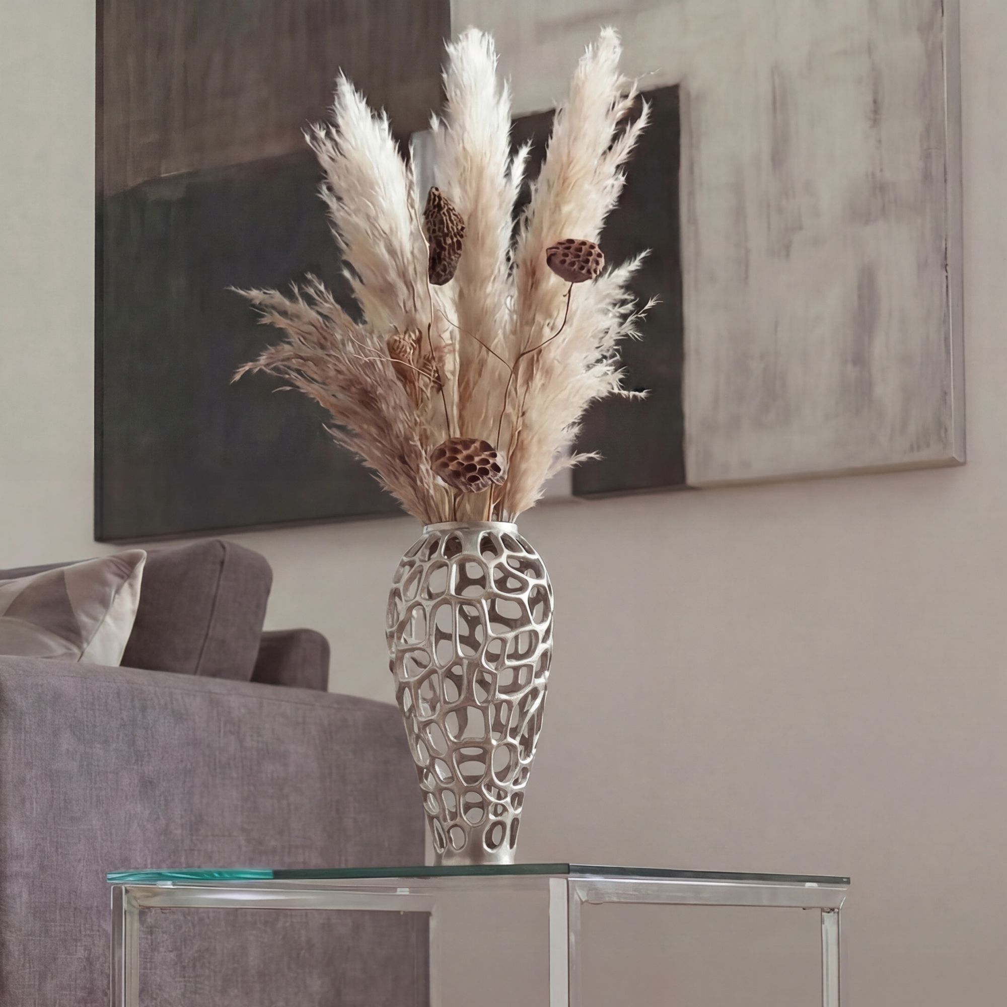 Bodenvase Arendal Aluminium Silber Ø 19 × H 45 cm