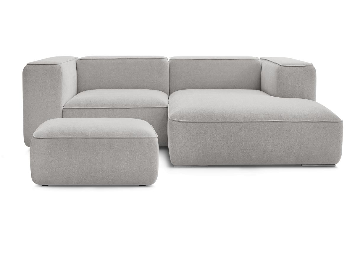 Bobochic Zephyr Ecksofa mit Pouf 260 × 165 cm Strukturstoff Hellgrau Ecke rechts