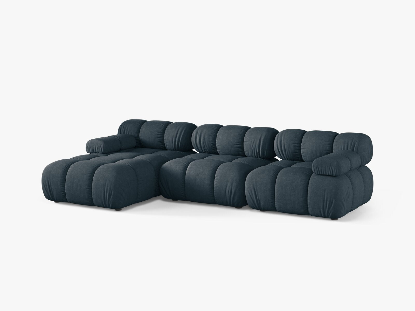 Micadoni Modulares Ecksofa Bellis 4-Sitzer Links Strukturierter Stoff Liberty Dunkel Petrol