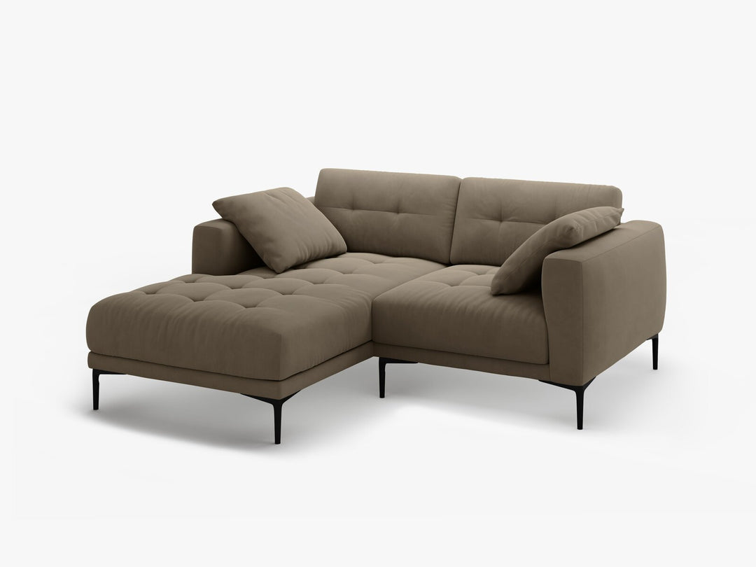 Micadoni Ecksofa Bemy 2-Sitzer Links Samt Grau Braun