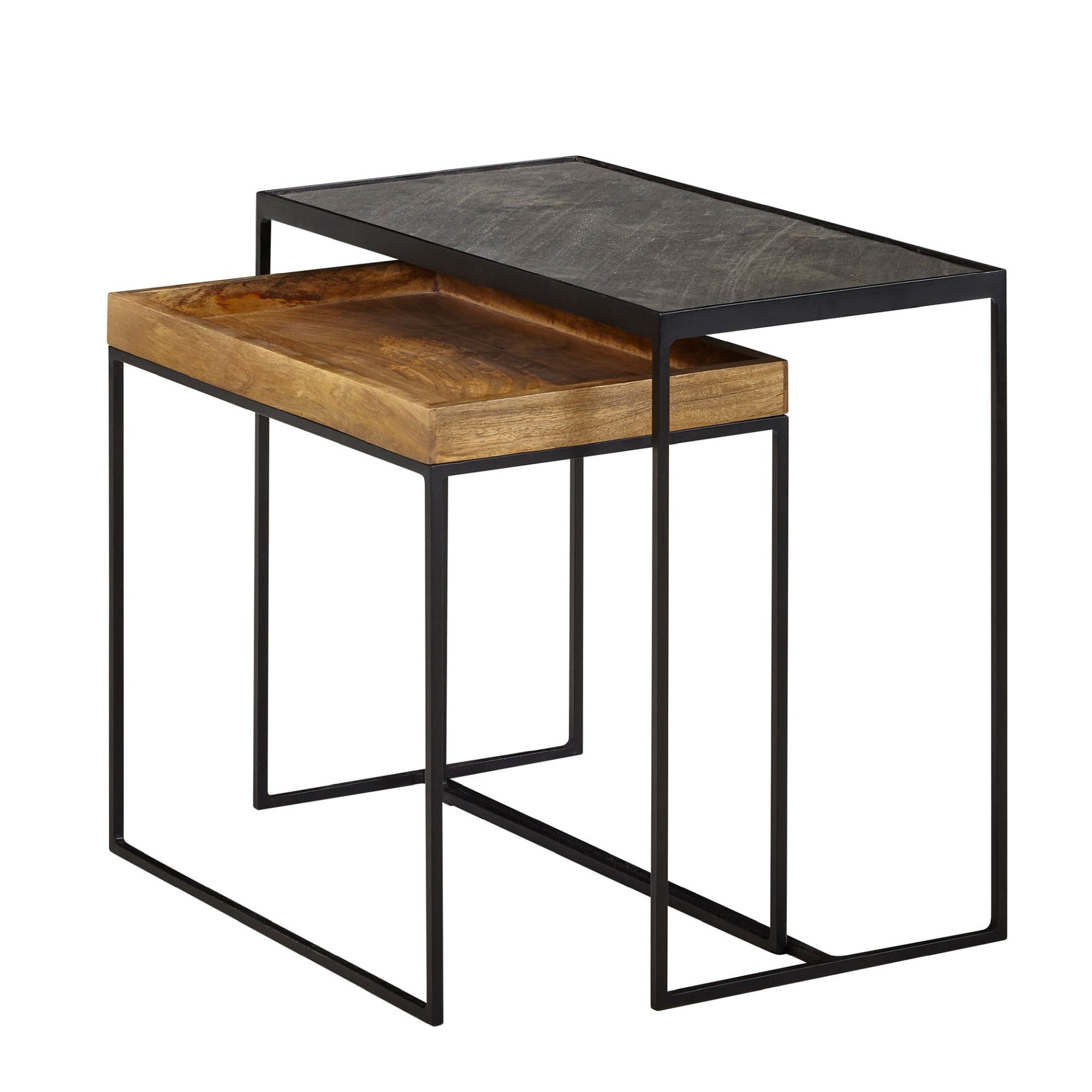 Satztisch 2er-Set Thingeyri Mango Massivholz 60 × 30 × 50 cm