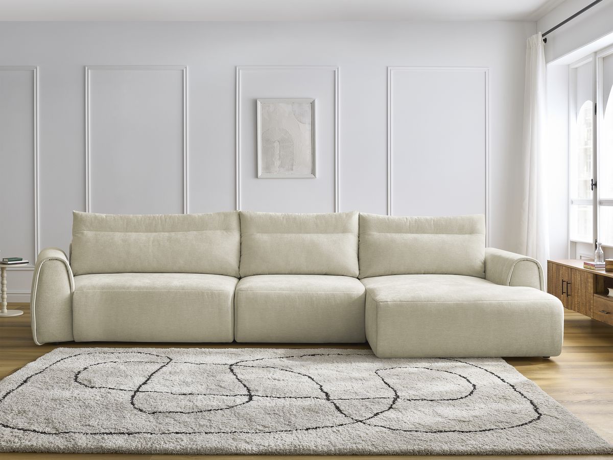 Bobochic Aden Ecksofa 386 × 152 cm Stoff Beige Ecke rechts
