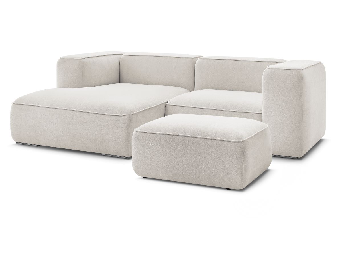 Bobochic Zephyr Ecksofa mit Pouf 260 × 165 cm Strukturstoff Beige Ecke links