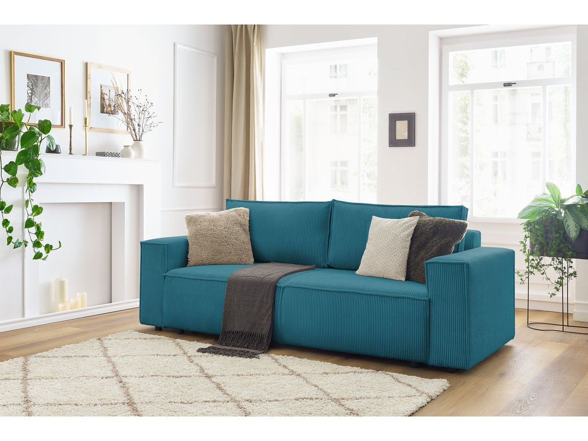 Bobochic Nihad Sofa 3-Sitzer Cordsamt Dunkelblau