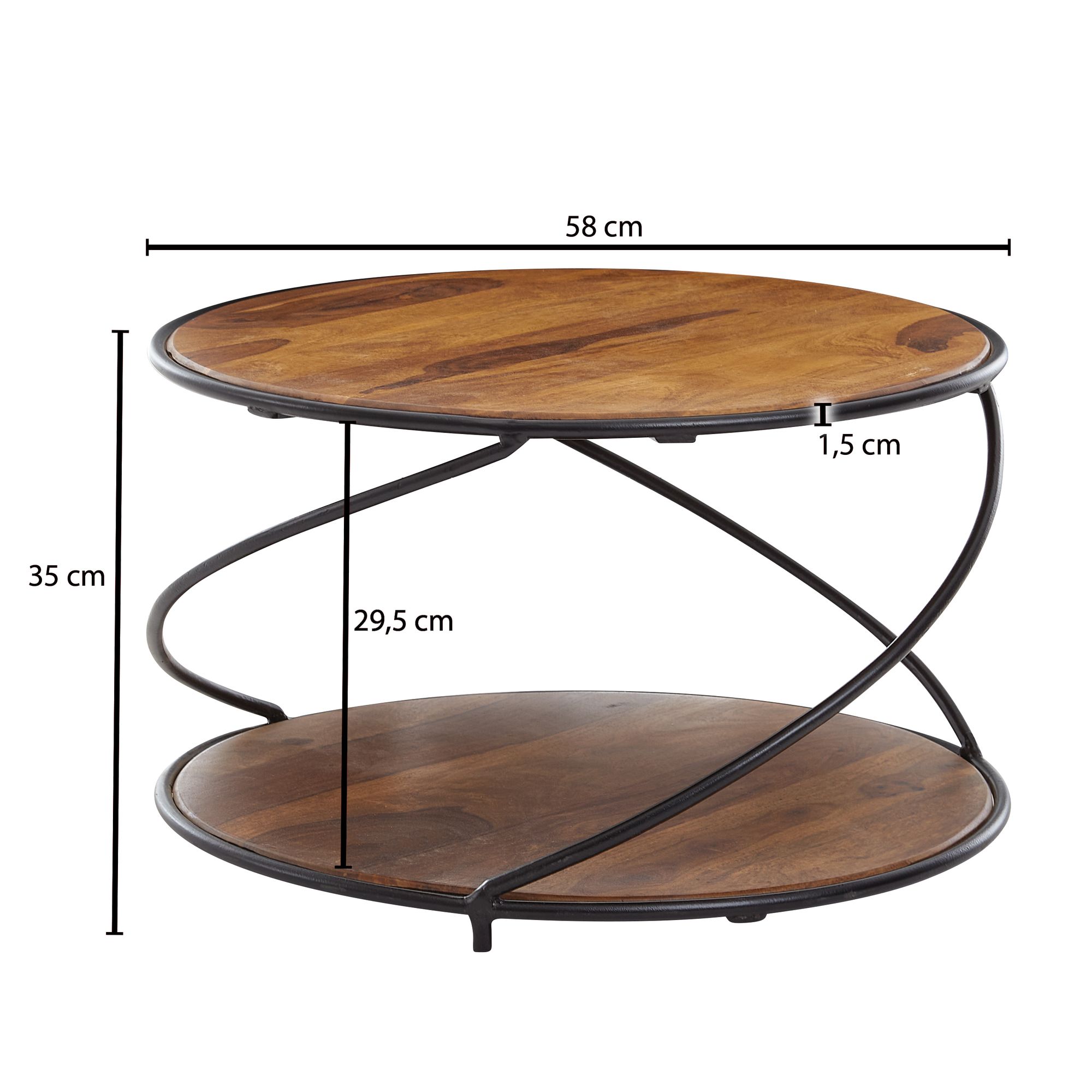 Couchtisch Saltvik Massivholz Dunkelbraun Ø 58 cm