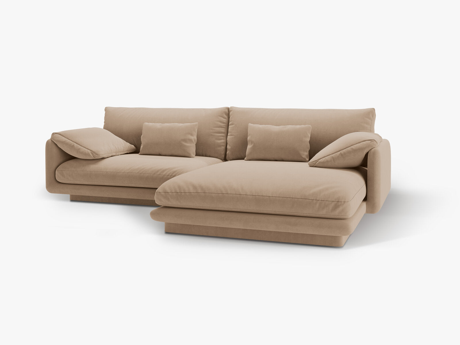 Micadoni Ecksofa Torino 4-Sitzer Rechts Samt Sand