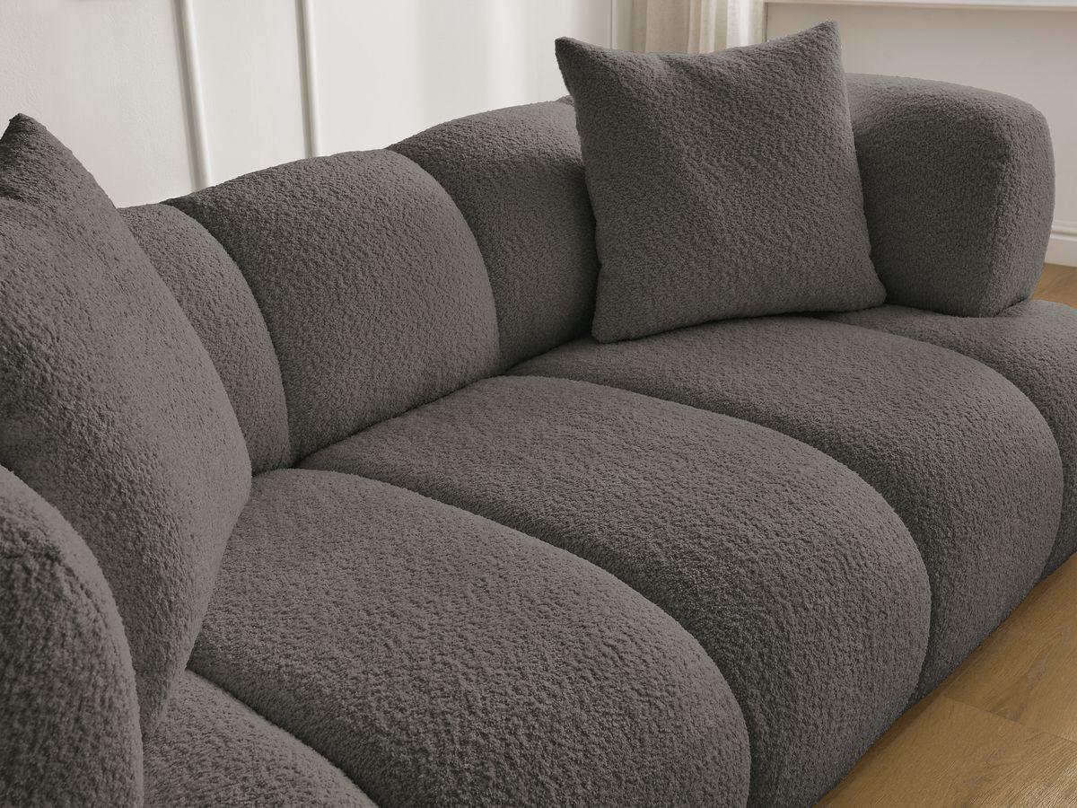 Bobochic Pamira Sofa 2-Sitzer mit Pouf Bouclé-Stoff Braun