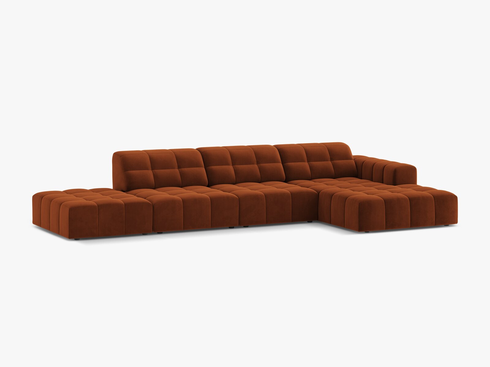 Micadoni Ecksofa Jennifer 5-Sitzer Rechts Samt Bluvel Terrakotta