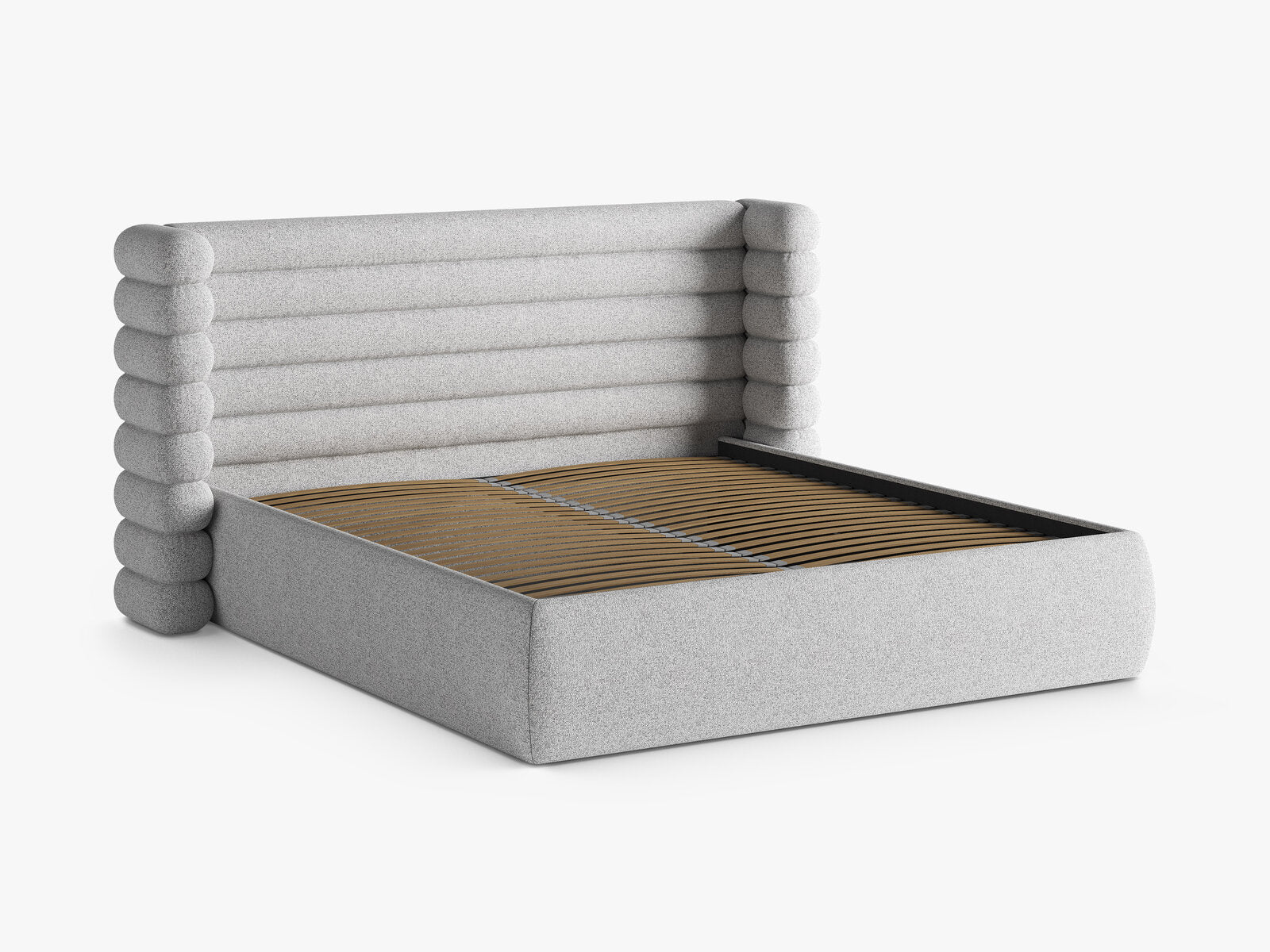 Micadoni Stauraumbett mit Kopfteil Mount Strukturierter Stoff Puente Hellgrau Melange 200x200